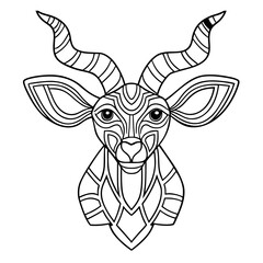 Geometric Kudu Filled with Tribal and Mandala Patterns Coloring Page