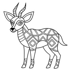 Geometric Springbok Filled with Tribal and Mandala Patterns Coloring Page