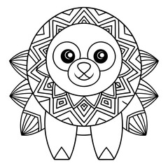 Geometric Sloth Filled with Tribal and Mandala Patterns Coloring Page
