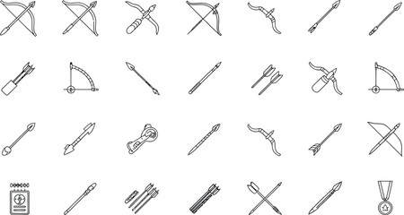 Classic archery equipment and medieval weapon collection for historical projects