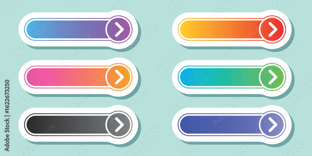 Poster click here empty banner sticker icon set collection in flat style. ecommerce vector illustration on 