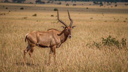 Observe my leap - The reddish hartebeest, a type of even-toed hoofed mammal belonging to the Bovidae family, inhabits southern regions of the continent.