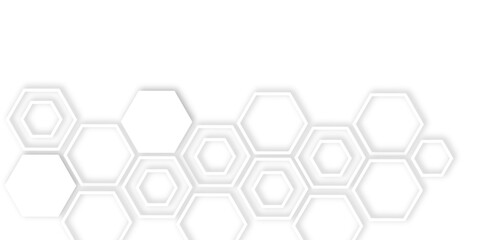 Abstract white hexagons with subtle shadows, clean, modern background featuring a repeating pattern creating a three dimensional effect.	