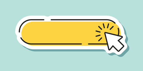 Click here empty banner sticker icon in flat style. Ecommerce vector illustration on isolated background. Shopping button sign business concept.