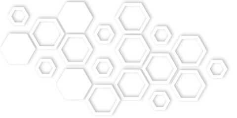 Abstract white hexagons with subtle shadows, clean, modern background featuring a repeating pattern creating a three dimensional effect.	
