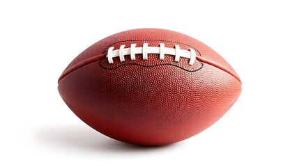 American football isolated on white background with visible stitching and crisp details.