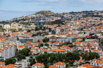 Obraz premium Funchal city, capital of Madeira Island. Aerial view from cable car