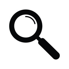  Black Magnifying Glass Vector Icon, Search and Focus Graphic, Discovery, Analysis, and Research Symbol