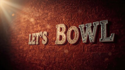 Detailed View of Bowling Game Sign on Brick Surface