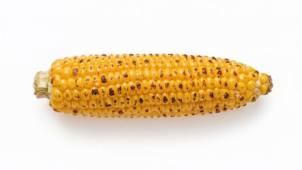 Corn grilled to perfection on a plain white surface