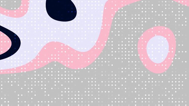 Cosmic Dust Dynamic backdrop animation of moving shapes in soft pink, gray, and lavender with a dot pattern overlay.