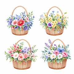 Set basket with flowers