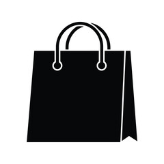 Black Shopping Bag Icon Vector: Retail, Purchase, and E-commerce Symbol