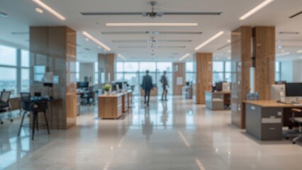 Sleek Corporate Environment, Unoccupied, with Hazy Backdrop