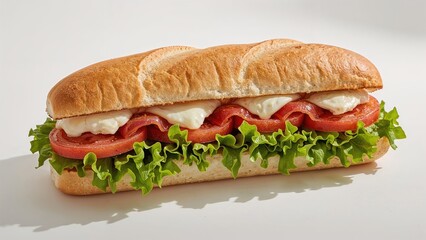Freshly Made Italian Cold Cut Hoagie with Salami, Lettuce, and Tomato