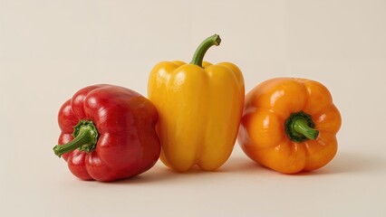 Healthy food example featuring red, yellow, and orange fresh peppers