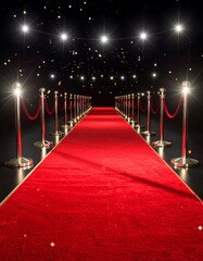 Red carpet under spotlight