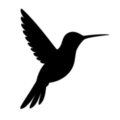 Humming bird silhouette victor style white background 