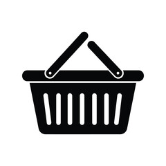 Black Shopping Basket Icon Vector: Retail, Purchase, and Consumerism Symbol