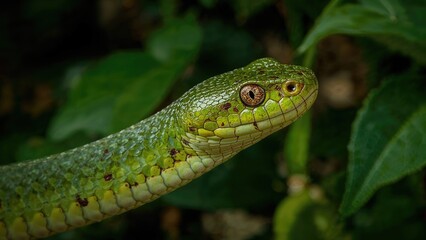 Fototapeta premium Image showcasing the slug snake, scientifically known as Pareas hamptoni, in the wild