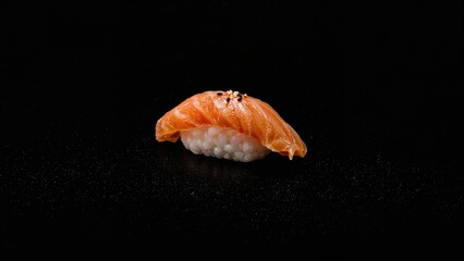 Gunkan-style sushi presented on a dark backdrop. Dining options