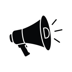 Black Megaphone Icon Vector: Announcement, Marketing, and Communication Symbol