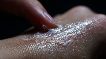 Applying Cream to Treat Skin Condition Close-Up