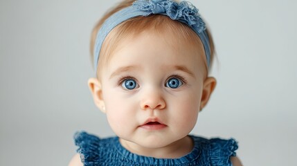 Adorable Baby with Blue Eyes and Headband