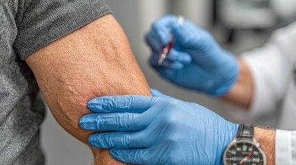 Doctor Preparing Patients Arm for Allergy Test