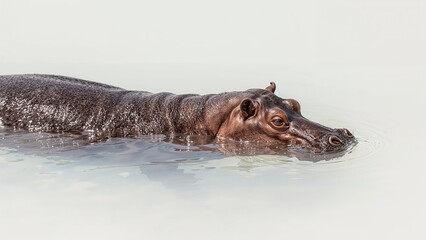 Fototapeta premium Massive Hippo Partially Underwater