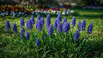 Blooming Muscari in the backyard