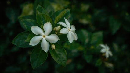 He is Concentrated on Jasmine Flowers
