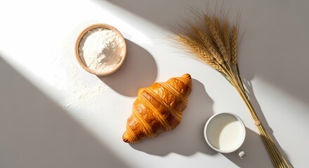 Croissant Flour Milk and Wheat Still Life