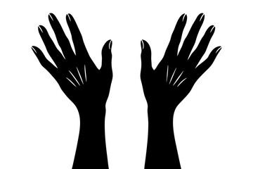 Two open hands reaching up in a gesture of hope silhouette