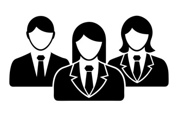 Three business people in suits silhouette