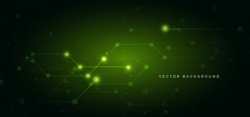 Technology futuristic green lines hi tech cyber element on dark green background.
