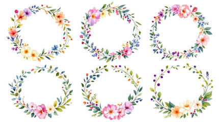 Set of colorful floral elements	