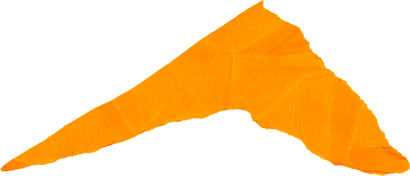 Orange ripped paper texture isolated on white background for creative design or crafting projects