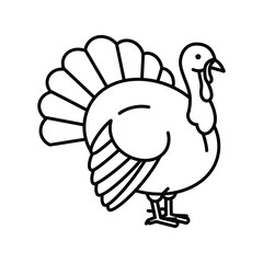 Thanksgiving turkey outline icon, holiday feast bird, poultry graphic, seasonal meal symbol