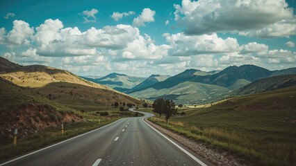Fototapeta premium Roadway close to mountainous terrain
