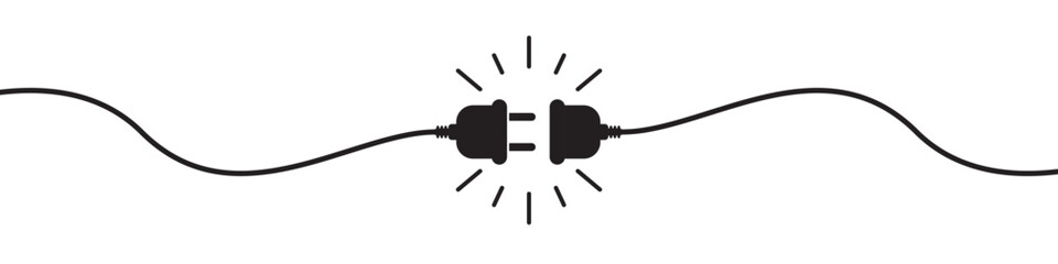 Electric socket with a plug vector. Connection and disconnection concept. Concept of 404 error connection, page not found.