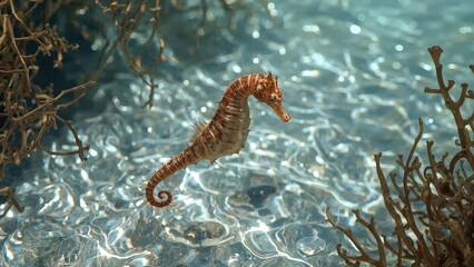 Fototapeta premium Ocean Floor Dwelling Lined Seahorse
