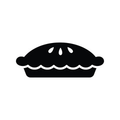 Hot baked pie silhouette, delicious dessert, freshly made pastry, baked goods food symbol