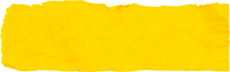 Rectangle Crumpled yellow paper texture strip isolated on white background for use in creative design or stationery projects