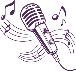 Retro microphone with headphones vector illustration cartoon icon design