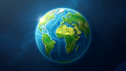 Abstract globe illustration with lush vegetation, floating in a starry cosmic background.