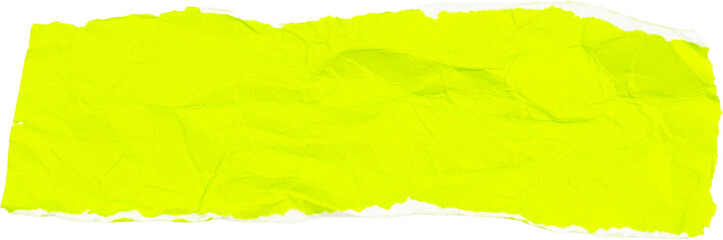 Bright yellow crumpled paper texture isolated on white background for background use or creative design projects