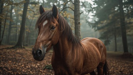 Obraz premium Equestrian Scene in a Hilly Region