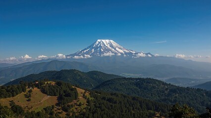 Hilltop view of a majestic mountain landscape