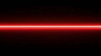 Horizontal red laser beam on black background.